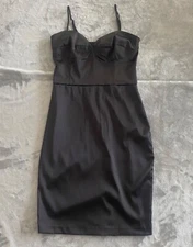 Charlotte Russe Y2K Black Satin Bustier Midi Dress- Size Medium
