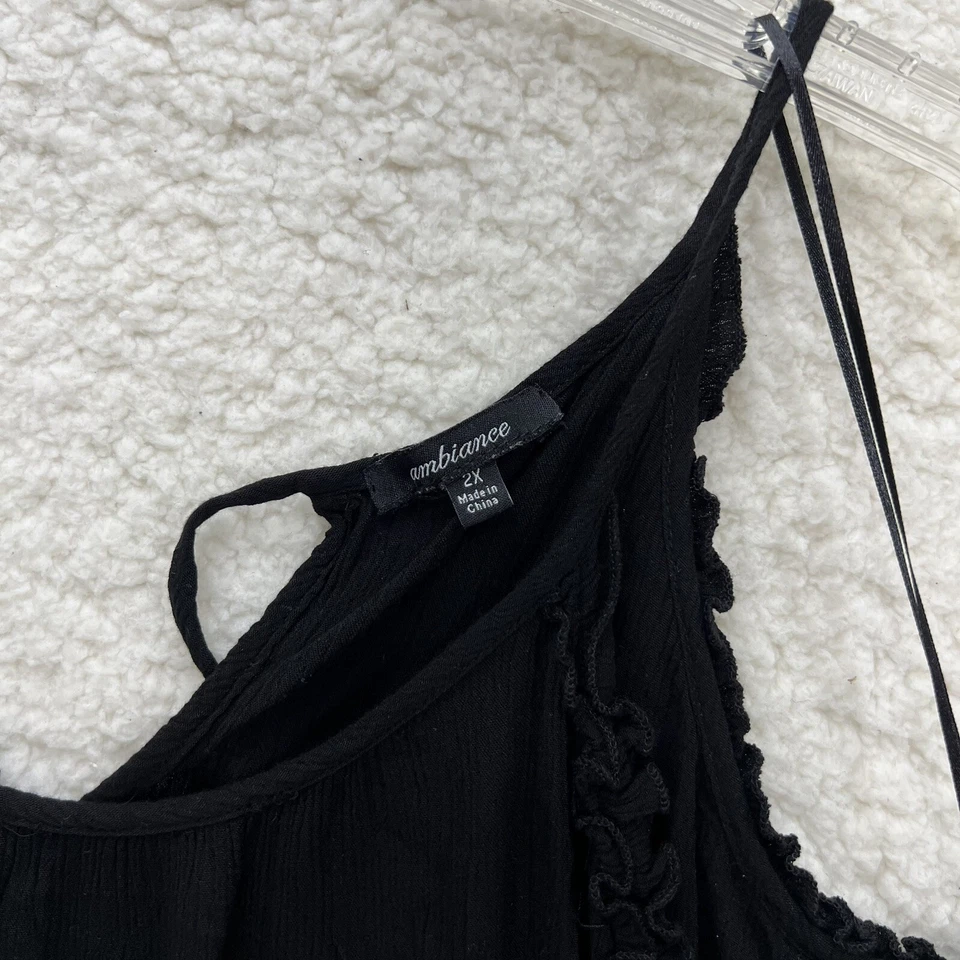 Ambiance 2X Cold Shoulder Short Sleeve Flowy Black Tank Top Women Size 2X - Изображение 3 из 4