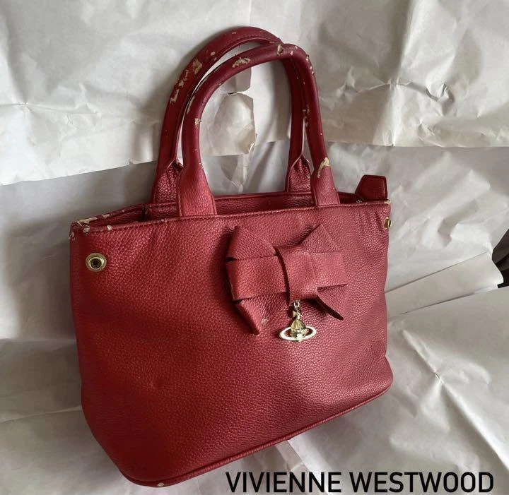Vivienne Westwood Hand Bag Ribbon Pattern Red Women 221102066