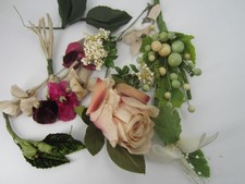 Vintage Millinery Flowers, Silk, Velvet, Pansy, Rose, Berries Lot