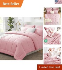 King Size Comforter Set Pink, 7 Pieces Bed in a Bag, Pink Comforter King Size...