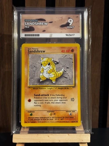 Sandshrew 062/102 Base Set ACE 9 LABEL, low pop graded TCG. Mint, graded vintage