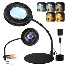12X Magnifying Glass with Light and Stand, 5 Color Modes, 9 Dimmable Levels, ...