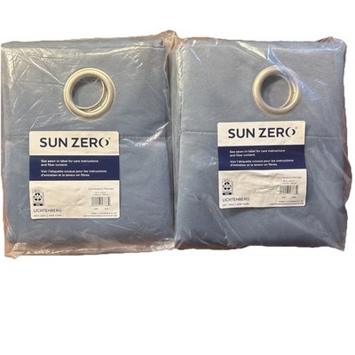 Sun Zero Denim Blue Grommet Curtain Panels 40x63 Set of 2 New