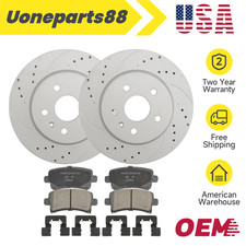 315mm Rear Drilled Rotors + Brake Pads for Chevy Impala Malibu LaCrosse Regal