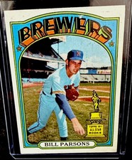 Topps 1972 Rookie #281 Bill Parsons Milwaukee Brewers MLB Baseball Card. rookie card picture