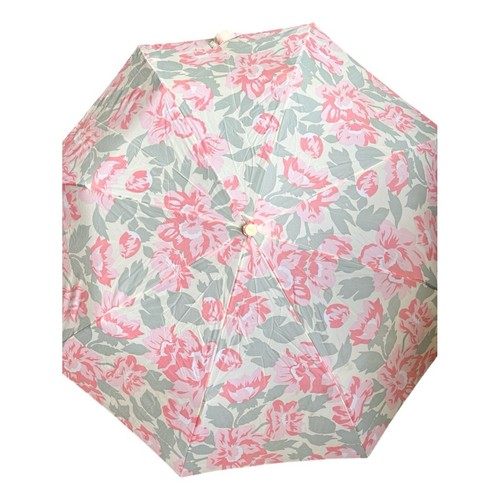Vintage 80's totes Pink Sage Floral Cottagecore Compact Umbrella EUC