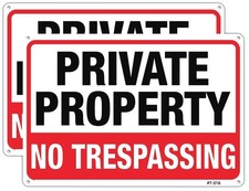 Large Private Property No Trespassing 10x14 inch, 2-Pack 10x14 inch 