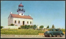 Point Loma Lighthouse San Diego CA postcard 1939 Ford Union 76 Gasoline card