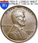 1934-D Lincoln Wheat Cent Penny 1c - EXTREMELY FINE/AU  (EF/AU)