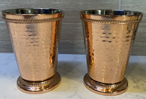 Two Vintage Godinger Hammered Copper Tumblers/Mint Julep Cuups  4-1/2”