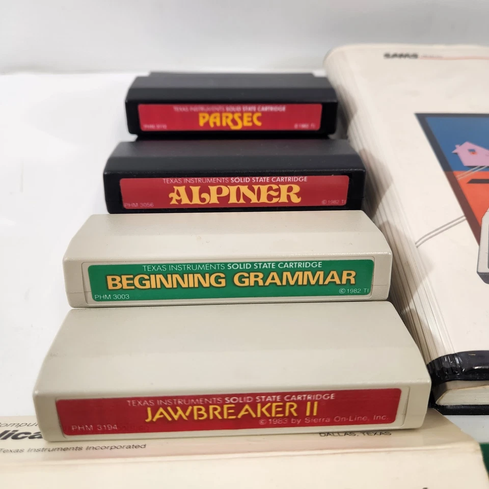 Texas Instruments TI-99A Cartridges 1980s LOT Alpiner Parsec Budgeting Grammar - Image 2 of 4