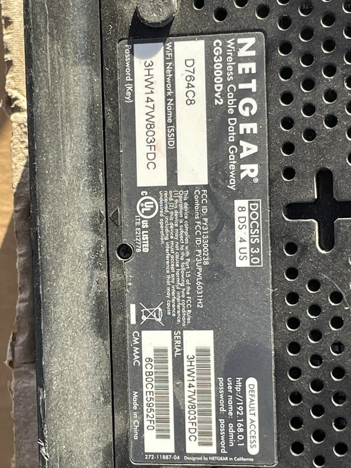 NETGEAR N450/CG3000Dv2 DOCSIS 3.0 Cable Modem Wireless Router -Pre Owned - Image 3 of 4