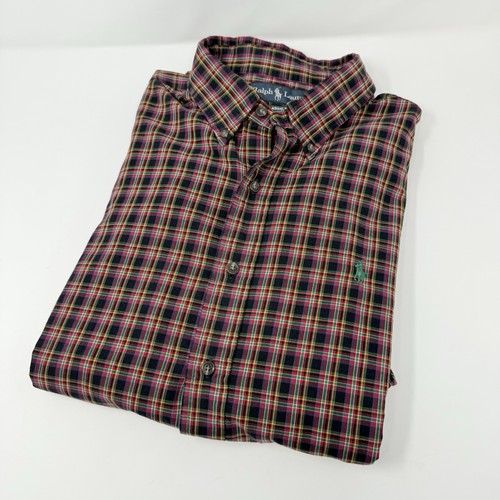 Ralph Lauren Mens XL Button Down Classic Fit Colorful Bright Rainbow Plaid