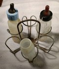 VINTAGE 1950S AMSCO DOLL-E-TOYS GREEN ENAMEL BABY BOTTLE STERILIZER W/ BOTTLES — photo 7