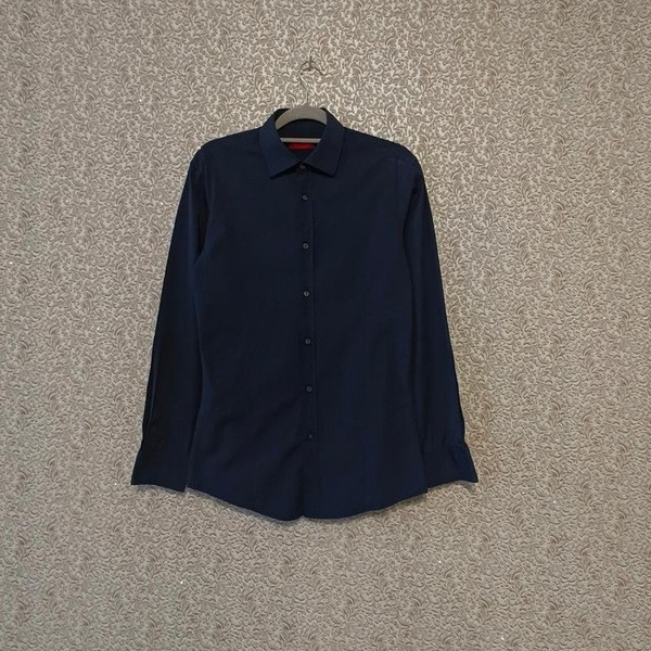 Men Hugo Boss Shirt Navy Cotton 36 / S / 44 #66HR