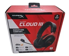HyperX Cloud III Over-Ear Gaming Headset - Black/Red Excellent Cond Open Box
