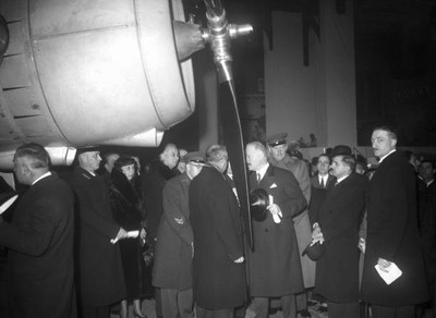 French President Albert Lebrun Soviet stand Paris Air Show Novembe- Old Photo