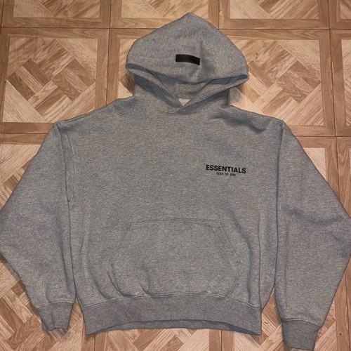 Essentials Fear of God Gray Fleece Pullover Hoodie Men’s Logo Graphic Print
