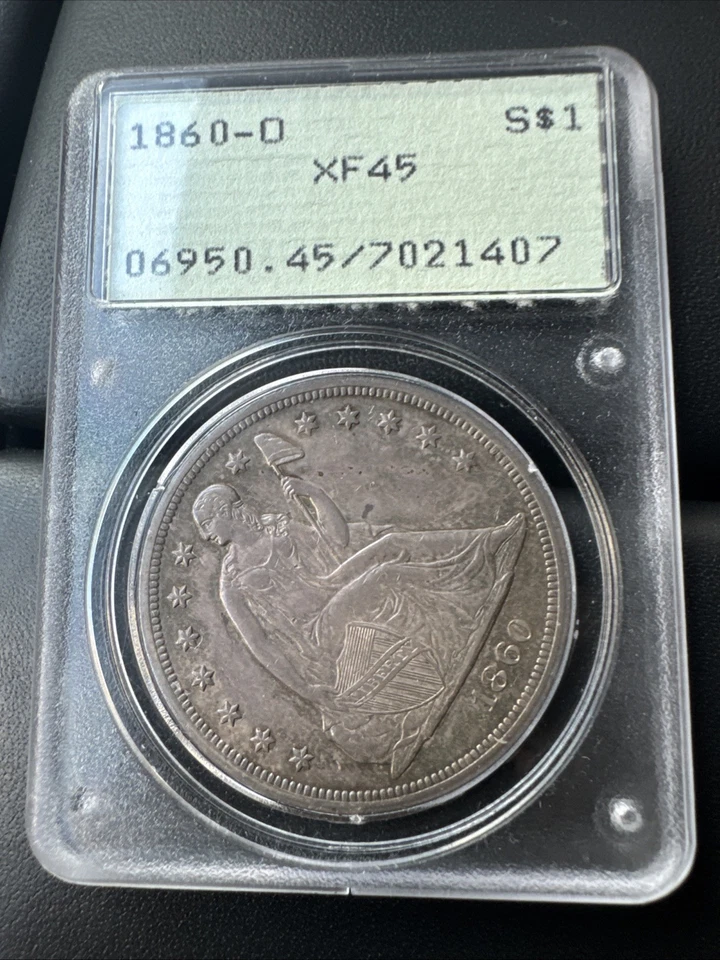 1860-o seated liberty dollar PCGS Rattler XF-45 $1 Very Unique Toning - Image 4 of 4