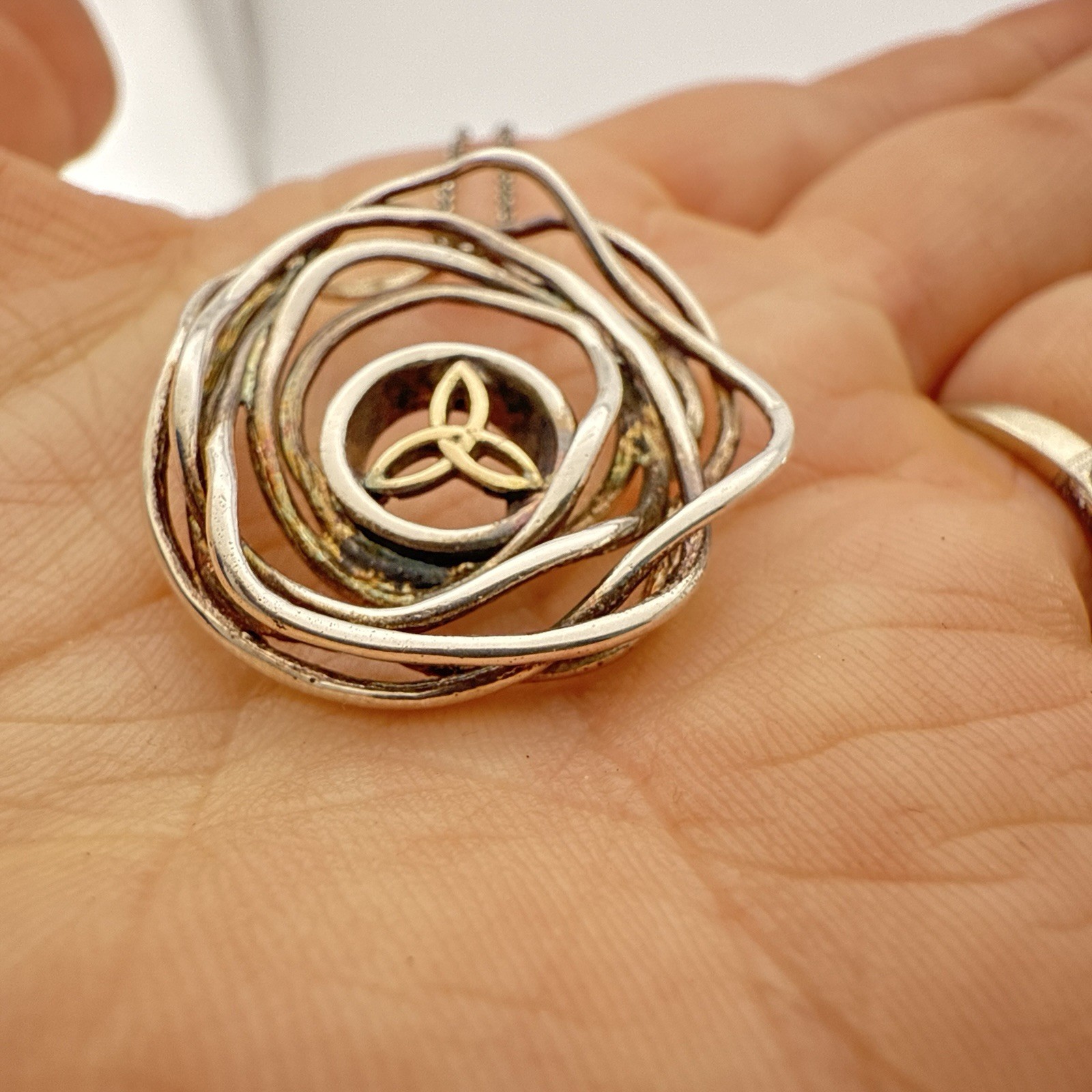 Keith Jack Necklace Celtic Cradle of Life Sterling Silver 10K Trinity Knot $290