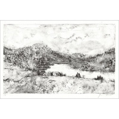 GANTNER Bernard - Original Lithographie ''Le lac'' 32x48cm