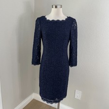 ADRIANNA PAPELL E Live From the Red Carpet Womens 10 Navy Lace Dress Cocktail