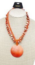 New Summer Orange Shell Disc Pendant Necklace nwt by MIXIT N2685
