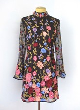 NWT $198 French Connection Black Dress Flower...