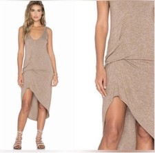 Riller & Fount Women Ruched BiancaBrown Stretch Jersey Midi Dress Perse 2 M