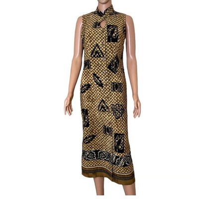 OLIVIA ROSE Straight Button Front DRESS 100% Polyester black, tan & brown SZ 6