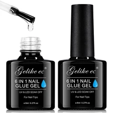 Nail Tips Gel Nail Glue: Geliek EC 2PCS 6 in 1 Adhesive Gel Nail Polish for Salo