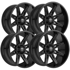 Set Of 4 Edge Off-road 304b 22x12 6x1356x5.5 -44mm Gloss Black Wheels Rims