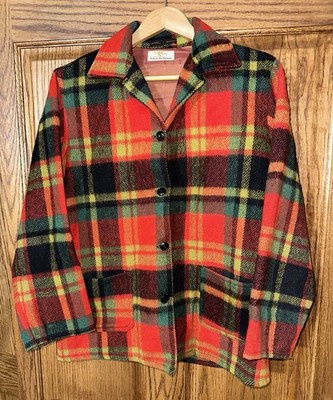 Vintage Hudson Bay Coat Wool Mohair Blend Vivid Plaid