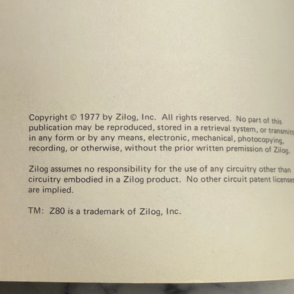 Zilog Z80-CPU / Z80A-CPU Technical Manual 1977 Vintage CPU Booklet - Image 2 of 3