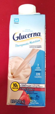  Glucerna Nutritional Shake, Creamy Strawberry  8-fl-oz Bottle, *24 Pack  G.F.