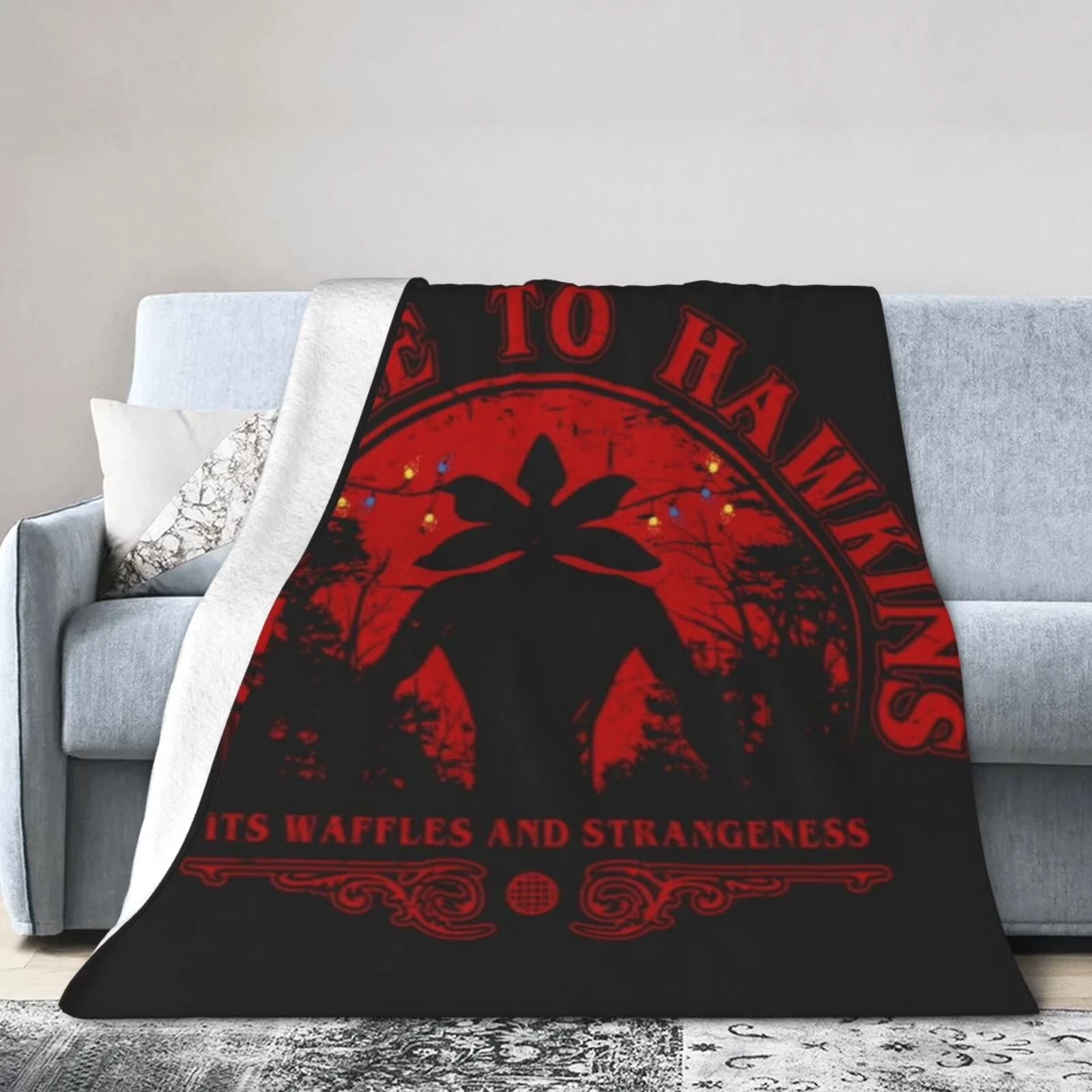 Stranger Things Throw Blanket - Cozy Throw, Retro Hawskin