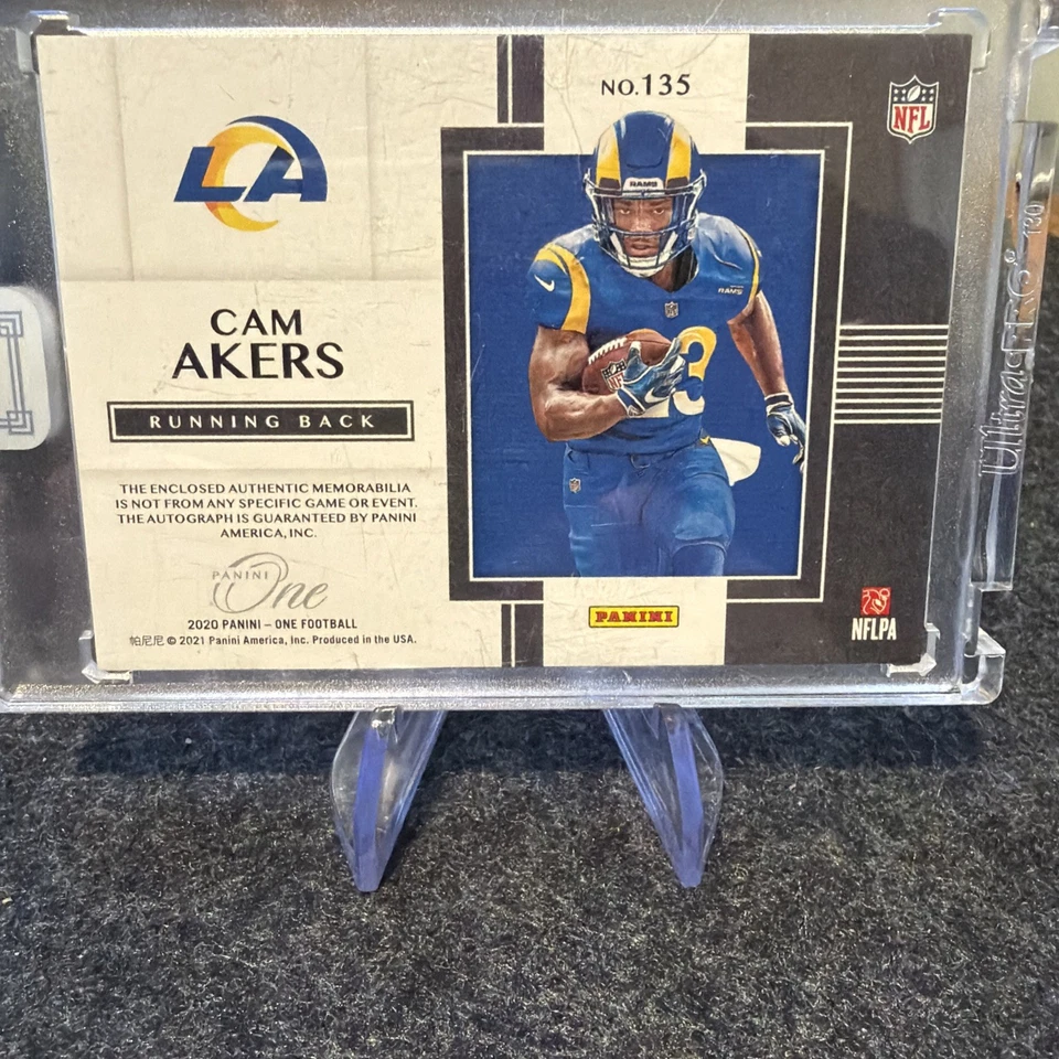 2020 Panini One Cam Akers RC Patch Auto /49 - Image 2 of 2