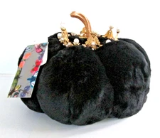 Christian Lacroix NWT Black Velvet Plush Crown Princess Pumpkin Pillow Large 13"