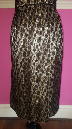 MONSOON BLACK GOLD LACE SHIFT PENCIL WIGGLE OCCASION PARTY PROM Cruise DRESS 16 - Picture 11 of 14