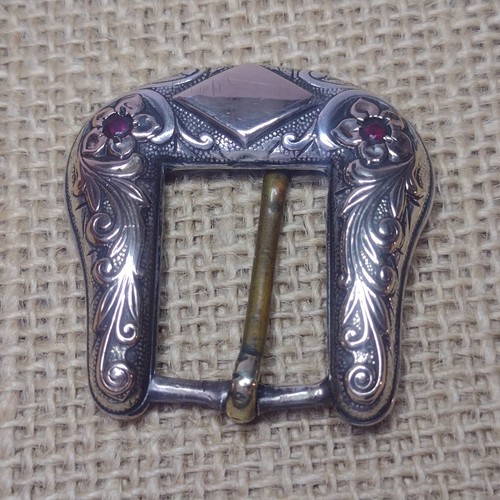 Schmuck 1930er Sterling 10k Gold Details, Nb Hersteller USA Ranger Gürtelschnalle Set - Bild 5 von 17
