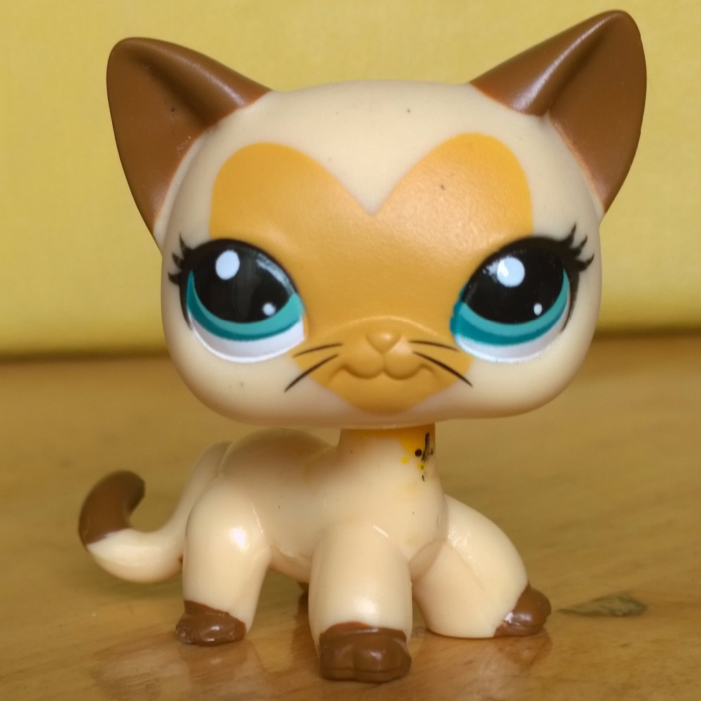 Figurine Littlest Pet Shop LPS – Bébé Chaton #3612 Jaune Et Rose Avec Nœud