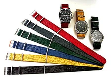 NATO G10 ® Shark Leather watch band Pilot strap Red Yellow Blue Green IW SUISSE