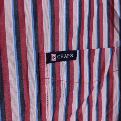 Camisa Ralph Lauren Chaps Rosa Rayas Grande Retro Manga Larga Para Hombre Informal De Colección - Imagen 6 de 13