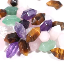 Mini Natural Crystal Healing Stone Hexagonal Pointed Pendant Gemstone 50pcs