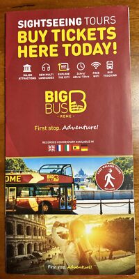 Rome Italy Big Bus Hop-On Hop-Off Brochure - Pamphlet - Map