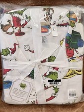 Pottery Barn Teen Flannel The Grinch 2pc White Pajama Set Youth Large Christmas