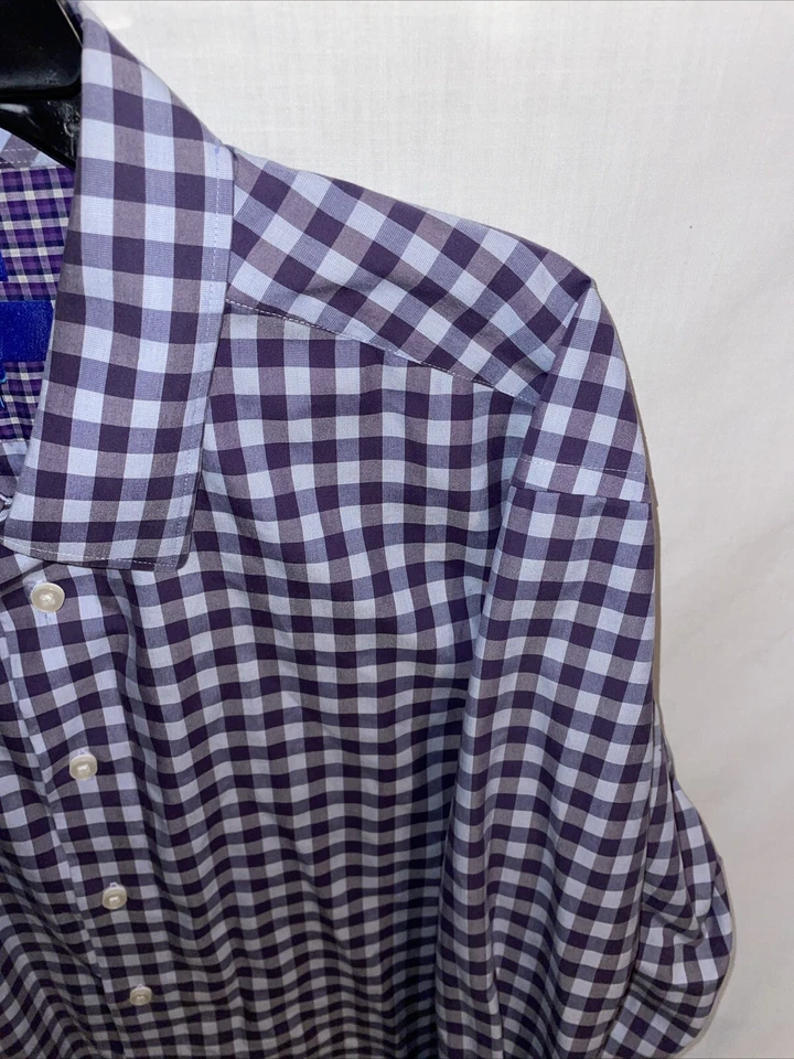 Camisa de vestir Egara para hombre talla 2XL púrpura a rayas negocios formal ciudad boda Foto 4 de 4