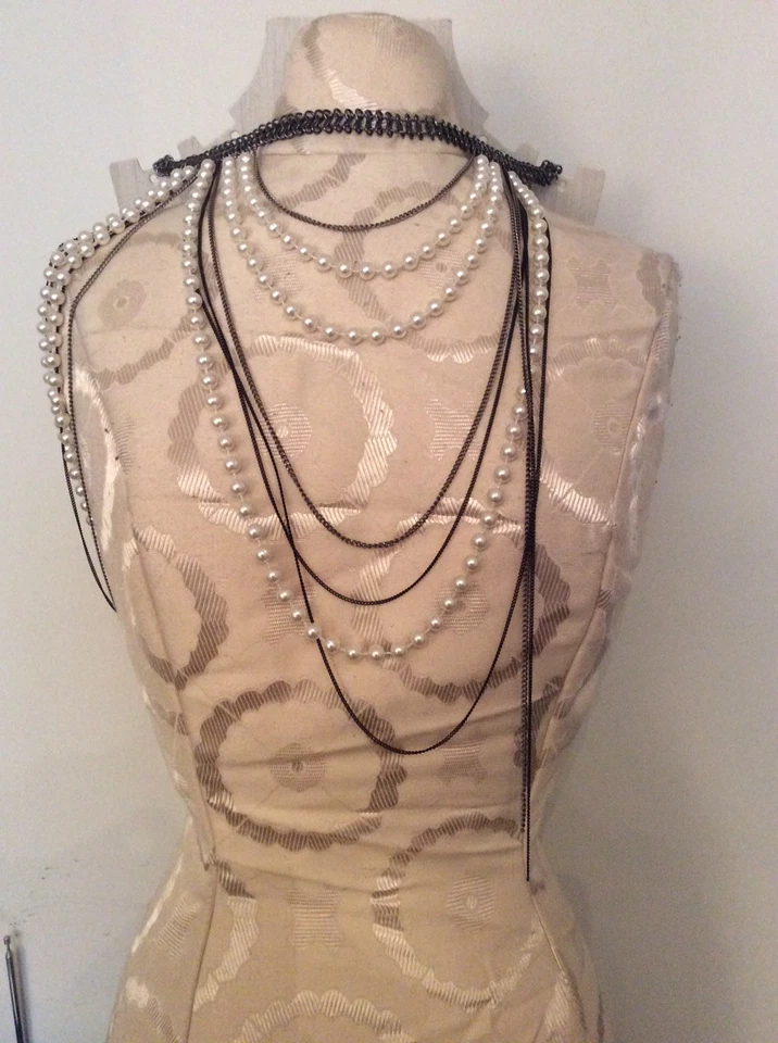 New Freedom at Topshop Silvertone Chains White Faux Pearl Multi-Strand Necklaces - Image 3 of 4