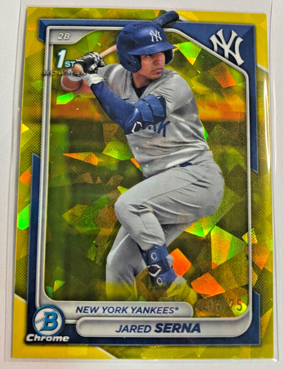 2024 Bowman SAPPHIRE 1st Jared Serna YELLOW REFRACTOR /75 BCP-68 Yankees